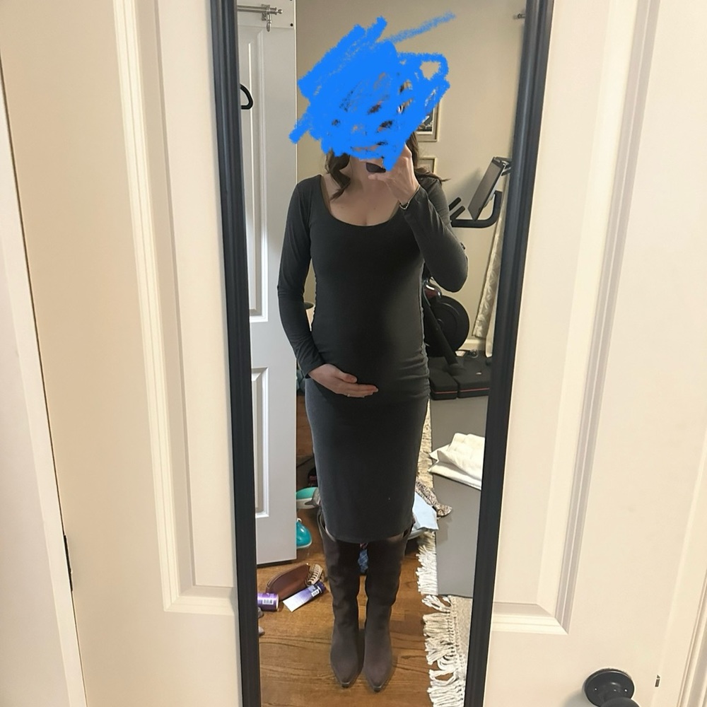 HATCH grey stretchy fitted dress